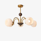 Sculptural Glass Ribbed Chandelier